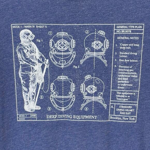 Banana Republic Blue Fall 2017 Men’s Size Medium Diving Equipment Graphic Tee - Picture 2 of 6